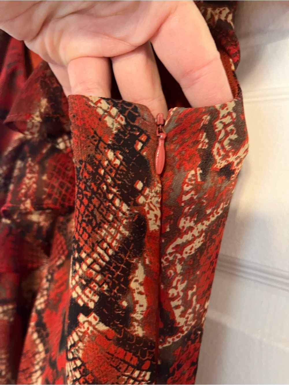 Blu Sage Red Snake-Print Ruffle Mini Dress - Picture 6 of 8